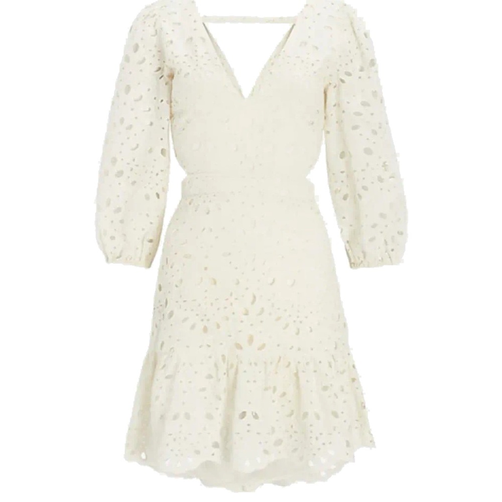 Express Eyelet Cutout Tie Back Mini Dress - Swan